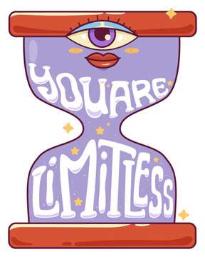 psychedelic motivation design with text you are limitless for printable wall art and sticker
