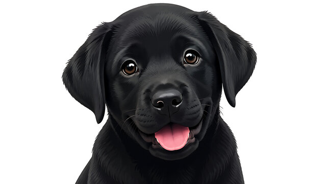 Black Labrador Puppy Face Vector