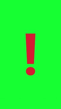 Red Exclamation Mark on Green Screen Chroma Key