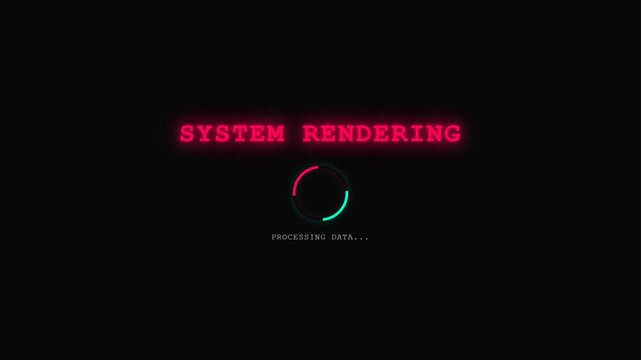 System Rendering Progress: Digital Data Processing and Loading Display