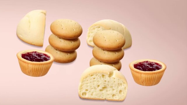 Delicious Homemade Cookies with Jam and Cream Filling.