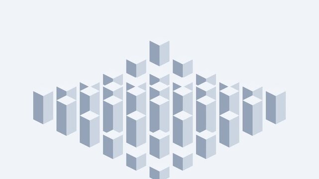 Abstract isometric grid of light blue blocks arranged in a diamond pattern