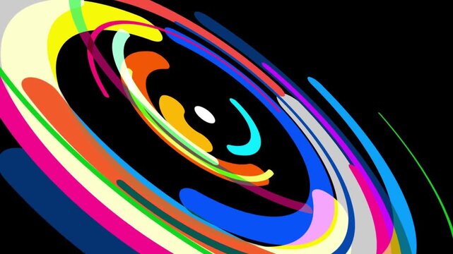 Abstract colorful swirling lines motion background, 2D animation loop