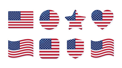 Obraz premium USA flag variations patriotic design with stars stripes retro vector illustration - flat vector artwork,