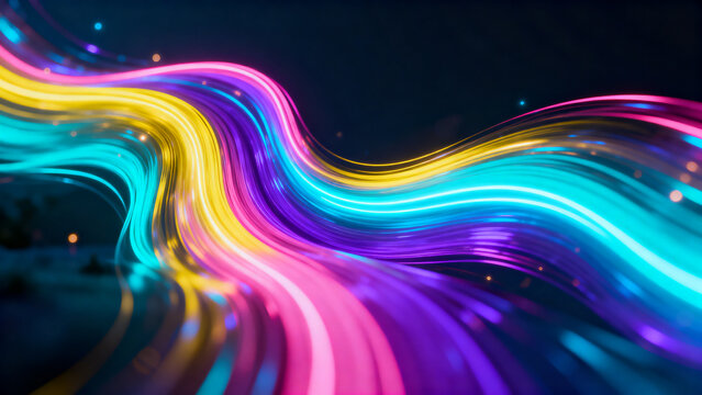 Abstract Luminous Neon Wave Background with Dynamic Vibrant Light Flow