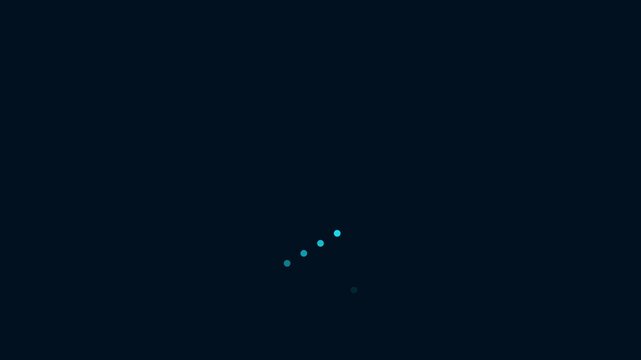 Minimalist blue loading spinner animation with rotating dots on dark 4k background, progress indicator