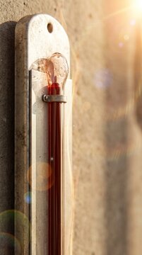 Extreme heatwave mockup template of a blank melting vintage thermometer