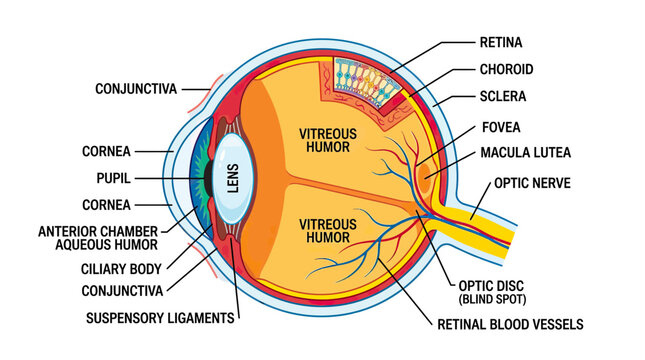 Human Eye Anatomy Diagram: Detailed Cross-Section with Labels