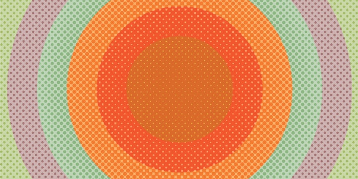Vibrant Pop Art Style Circular Halftone Background Illustration