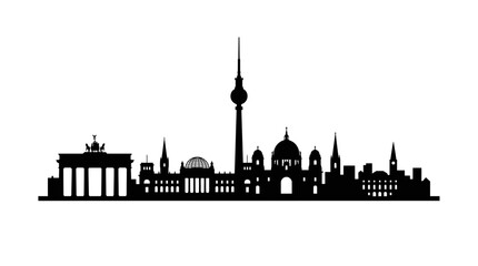 Berlin Skyline Silhouette Black Icon Landmark Brandenburg Gate TV Tower © jami