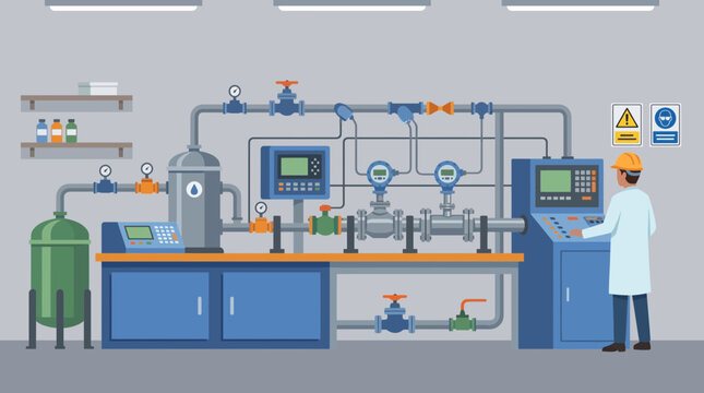 Industrial Flow Meter Calibration Equipment in Instrumentation Lab