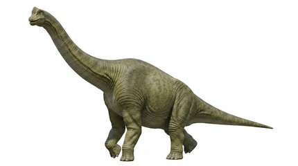 Majestic Brachiosaurus dinosaur, a towering long-necked sauropod, ancient prehistoric reptile, isolated on a clean white background, perfect for educational content and historical themes. © muhammad
