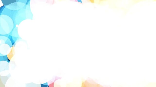 Colorful abstract bokeh circles transition and explosion on white background