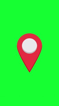 Red Map Pin Icon on Green Screen Background for Compositing