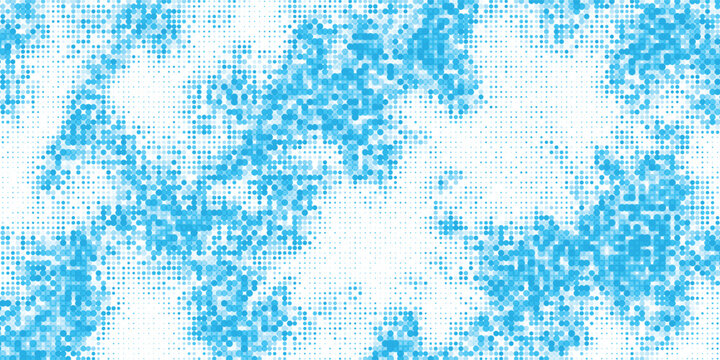 Clean white background with sky blue abstract cloud halftone dot pattern eps10
