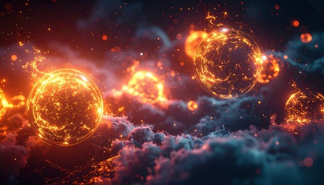 Cosmic Firestorm - A Vivid Display of Celestial Energy and Light.