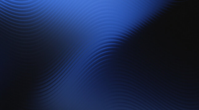 Abstract dark blue wavy background with grainy noise texture