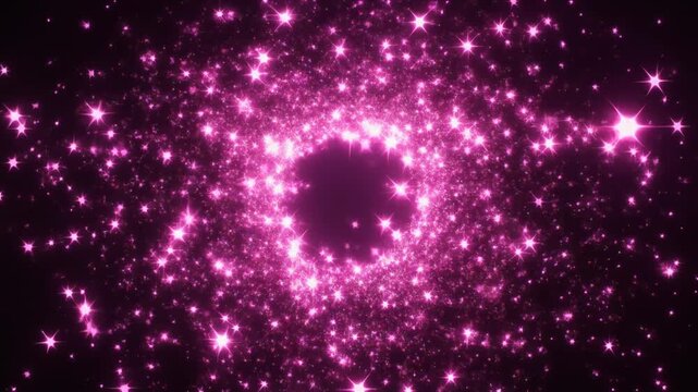 Magical pink particle star particles forming a glowing ring 光り輝く輪を形成する魔法のようなピンクの星のパーティクル フルhd
