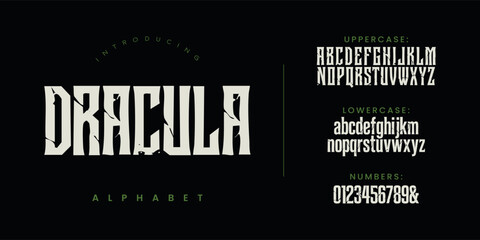 Dracula Font Horror Style Distressed Alphabet for Vampire Theme and Dark Poster Design © Kiki