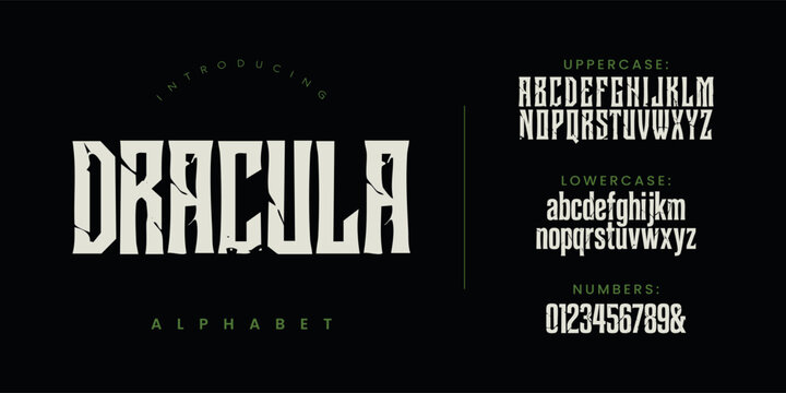 Dracula Font Horror Style Distressed Alphabet for Vampire Theme and Dark Poster Design
