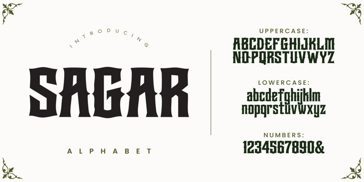 SAGAR Alphabet Fantasy Serif Font Strong Tribal Style Typeface for Game Titles