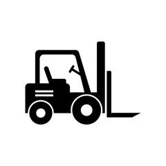 Fototapeta premium Forklift truck icon vector flat silhouette of industrial warehouse loader vehicle for logistics supply chain material handling transportation and shipping concept