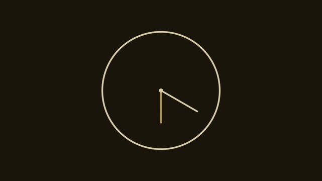 Minimalist animated clock face rotating hands on dark animation 4k background, for time management, and deadline concepts