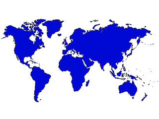 Naklejka premium 世界地図（縁取りブルー）