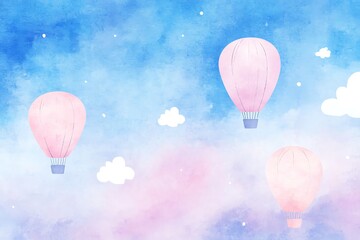 Fototapeta premium Whimsical hot air balloons in a dreamy sky