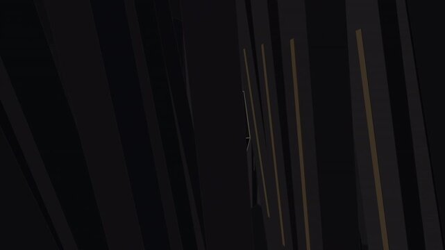 Monolithic pillars slowly rotate in a dark, structured sequence, creating a calm and orderly geometric architectural animation.