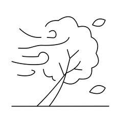 Obraz premium Strong Wind Storm Outline Icon, Natural Disaster Vector Illustration