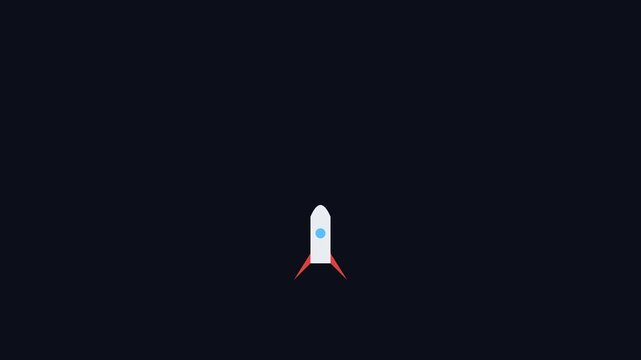 Minimalist rocket launch animation: simple flat for space exploration and startup success concepts 4k