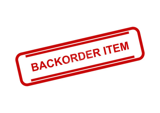 Red rectangular rubber stamp with the text backorder item isolated for business shipping and logistics documentation isolated on white background