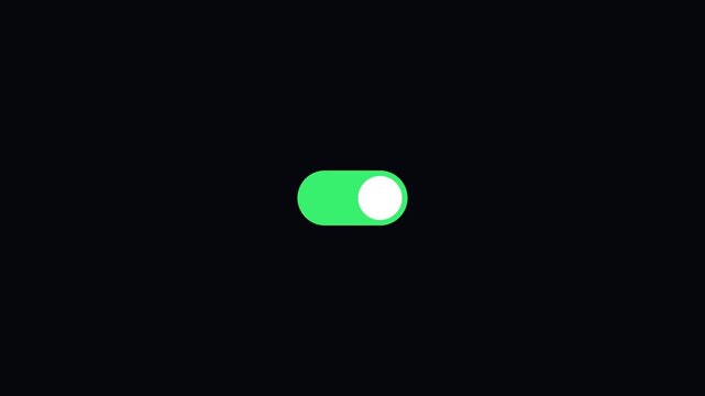 Minimalist ui toggle switch animation turning on and off on dark 4k background