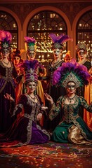 Fototapeta premium Velvet Masquerade: Enchantment in Gilded Light