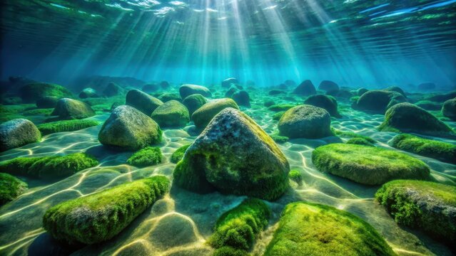 Ancient stones submerged in ocean waters