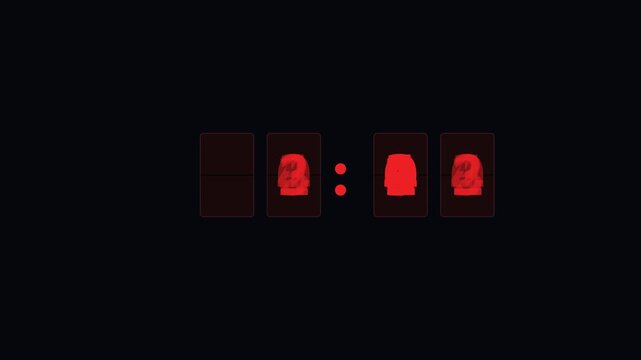 Red digital countdown timer clock animation for event start and deadline tracking 4k