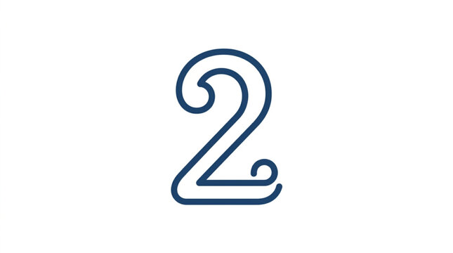 Elegant Handwritten Number Two Isolated Design.