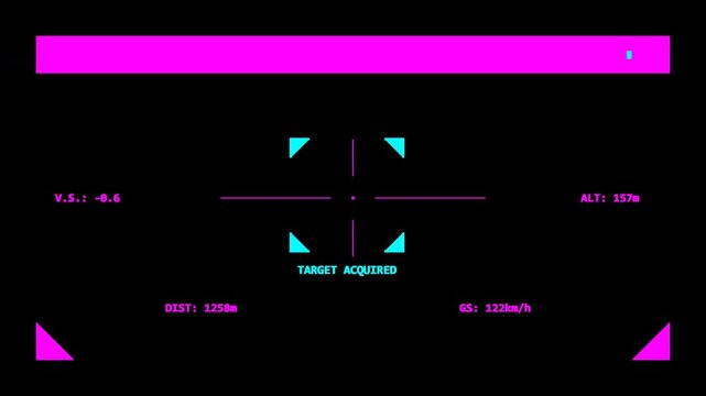 drone camera recording interface target acquired lock looping cyberpunk racing neon 4k