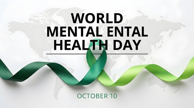 World mental health day awareness ribbon graphic