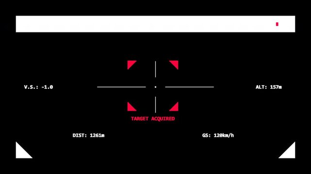 drone camera recording interface target acquired lock looping white and red modern fpv 4k