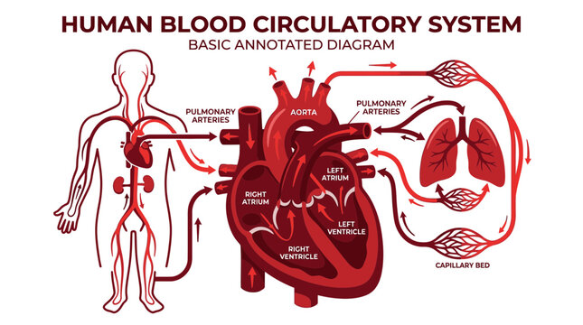 Human Blood Circulatory System Diagram Illustration.