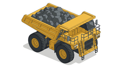 Yellow Heavy Duty Mining Dump Truck Model on White Background. © Sobo