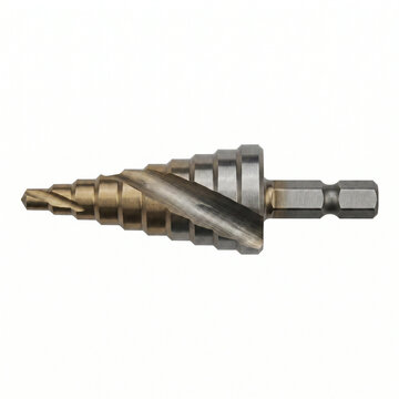 Step drill bit isolated on white background  