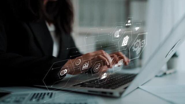 Business management system showing teamwork, productivity, and planning. Management supports goal, management tracks progress, management improves teamwork, and enhances productivity. Marrow