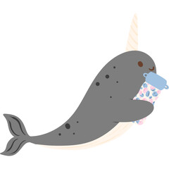 Back to School Narwhal Clipart, Undersea Classroom Decoration  © Kisby 