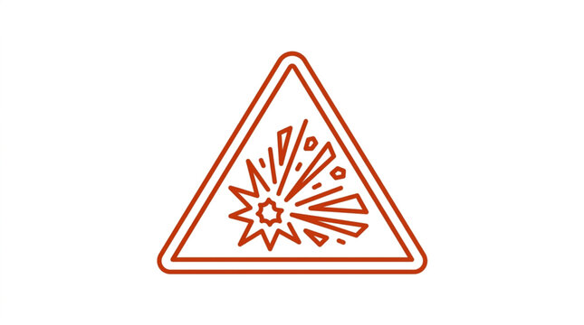 Explosive warning sign in triangular frame design.