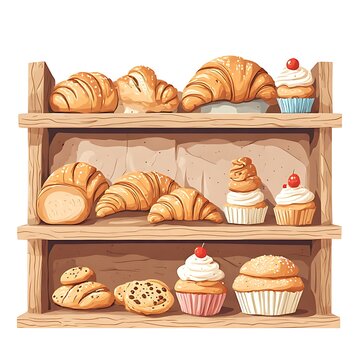breads display store illustration