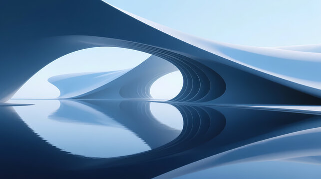 Smooth blue abstract shapes on dark background