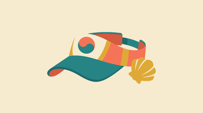 Colorful baseball cap with visor and design elements.
